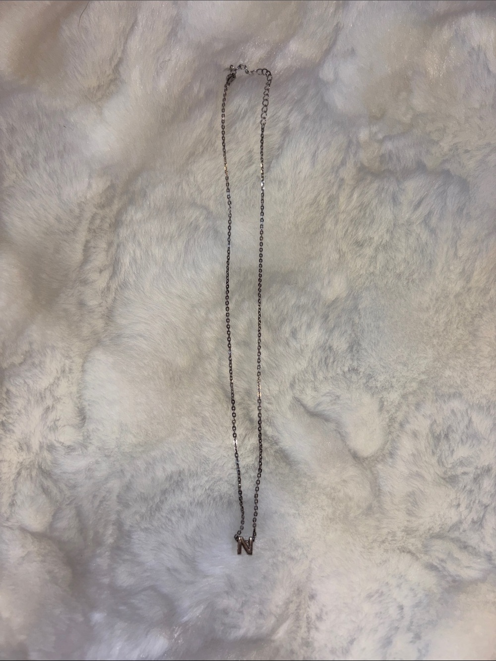 Sterling Silver 'N' Initial Pendant Necklace - Silver
